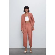 Nwt Zara Pants Women's L Cuffed Viscose Blend Brand New With Tag Measurements Done With Item Laying Flat +-0.5" Tag Size L Inseam 24.5" Waist 31" Spring Trendy High-waisted Pantsuit, Summer Solid Color Pantsuit With Pockets, Summer Pantsuit With Pockets, Casual Solid Color Pantsuit For Spring, Spring Solid Color Ankle-length Pantsuit, Spring Ankle-length Pantsuit, Spring Office Pantsuit With Trousers, Spring Office Pantsuit, Casual High-waisted Spring Pantsuit