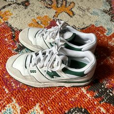 Got These For A Birthday Gift This Past October, But Don’t Really Wear. Very Cute, Trendy And Comfortable Sneaker. Barely Worn. 8.5 Women New Balance 550 White Green, Green Tennis Shoes, New Balance 550 White, New Balance White, Green Sneakers, Comfortable Sneakers, New Balance Shoes, White Green, Tennis Shoes