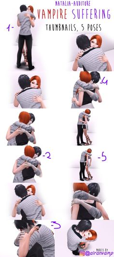 a couple is hugging each other in different positions