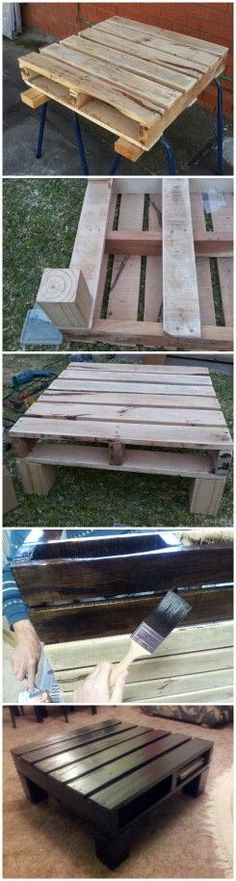 four different types of wooden pallets sitting on top of each other