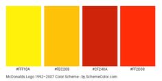 the color chart for different shades of red, yellow and orange with text below it