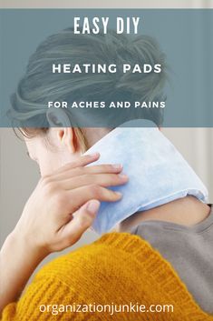 a woman covering her face with a mask and text that reads easy diy heating pads for acne and pain