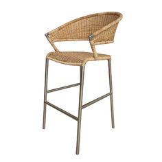 an image of a bar stool that is made out of wicker and metal frame