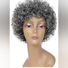 Hua Grey Human Hair Wig For Black Women Older Short Wear And Go Glueless Wig With Bangs Short Curly Human Hair Gray Wigs For Black Women Salt And Pepper Wigs For Women Older Women Human Hair Mixed Gray Wigs For Black Women, Salt And Pepper Wigs, Gray Wigs, Bang Wig, Curly Hair Photos, Wig For Black Women, Hair Gray, Grey Wig, Glueless Wig