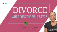 a woman wearing glasses and a black shirt with the words, divore what does the bible say?