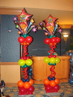 balloons and streamers are on display in the lobby