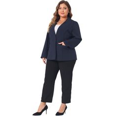 A workwear business blazer that's sleek enough for your office time. The notch panel detail is breathable enough to take to work hours. It's constructed from a notch panel and long sleeves that define your outfit without being plain. This suit jacket is a wardrobe essential for any fashion-conscious woman. The front pockets, single button closure, and long sleeves make it practical for everyday wear, while the unique collar adds a touch of sophistication to your look. Made from durable materials Notched Solid Blazer For Work, Notched Blazer For Work, Solid Notched Blazer For Workwear, Solid Color Notched Blazer For Workwear, Notched Ol Style Blazer For Workwear, Solid Blazer With Suit Collar For Workwear, Professional Notched Outerwear For Office, Solid Color Long Sleeve Suits For Workwear, Solid Long Sleeve Suits For Work