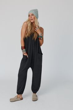 Excited to bring you the Comfort Zone Pocketed Jumpsuit from our exclusive collection; The Nest by Three Bird Nest. Check out the rest of the collection here - Inspired by you, created by us. Fit for it's name sake this will be your new easy on-the-go piece because it features: Comfortable, lightweight, stretch knit fabric Loose and slouchy jumpsuit silhouette Flattering scoop neckline with a gathered detail along the front and back Adjustable spaghetti straps Cute patch pocket details along the Slouchy Jumpsuit, Cute Jumpsuits, Boho Essentials, The Comfort Zone, Bralette Outfit, Three Bird Nest, Pocket Jumpsuit, Cute Patches, Comfy Chic