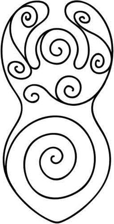 a black and white drawing of an object with swirls on the bottom, and a spiral