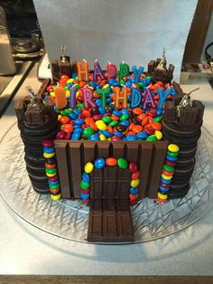 a birthday cake with lots of candy and candies