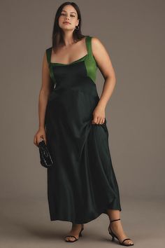 All dressed up and everywhere to go is Jocelyn’s motto, the dress that’s perfect for brunch, weddings, frollicking through meadows, and everything in-between. | The Jocelyn Sleeveless Slip Midi Dress by Maeve in Green, Women's, Size: XS P, Viscose at Anthropologie