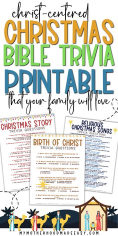 the christmas bible trivia printable for kids to use on their own church bulletin boards