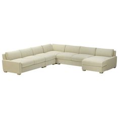 a white sectional couch with two reclinings on the back and one end facing each other