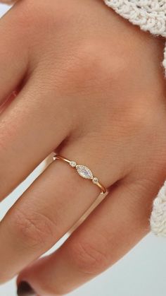 Marquise shape! Dainty + perfect for everyday! Milgrain Ring, Ring Cluster, Marquise Ring, Ring Gifts, Ring Dainty, Side To Side, Dainty Jewelry, Stacking Ring, Gold Plated Silver