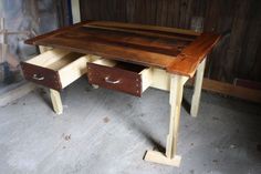 Custom Reclaimed Wood Kitchen Table by HoneyBadger Woodworks LLC Light Wood Kitchen, Barnwood Dining Table, Kitchen Table Diy, Wood Kitchen Table, Rustic Farm Table, Light Wood Kitchens, Diy Kitchen Table, Reclaimed Wood Kitchen, Wood Dining Room Table