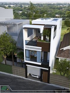 an artist's rendering of a modern house with balconyes and balconies