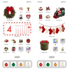 a calendar with christmas decorations and other items on the front, side and back sides