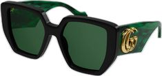 Geometric Sunglasses, Buy Gucci, Black Green, For Free, Gucci, Sunglasses, Collage, Free Shipping, Green