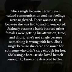 a woman's face with the words she's single because her ex never called communication