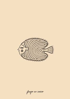 a drawing of a fish with an eye on it's face and the words, f