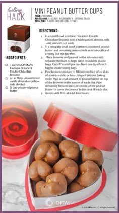 the instructions for making mini peanut butter cups