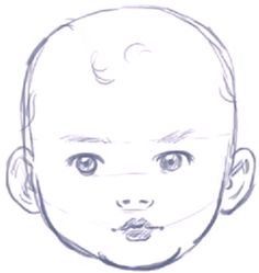 a drawing of a baby's face is shown