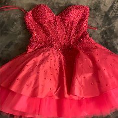 Worn Once , In Brand New Condition Cute Pink Dress, Fluffy Dress, Glam Photoshoot, Pink Sparkly, Neon Aesthetic, Dress Short, Cute Pink, Pink Dress, Halloween Costume