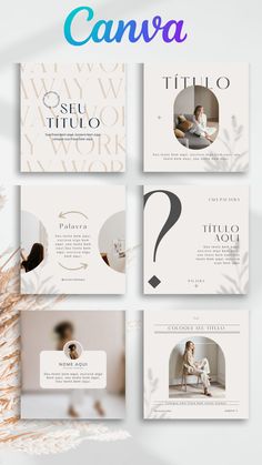 a set of brochures with the words canva on them and an image of a