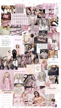 a collage of pink and black images with the words victoria's secret written on them