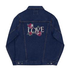 Lover flowers embroidery denim jacket that withstands seasons and trends. With an iconic piece like this, you’re sure to be serving looks wherever, whenever. • 99% ring-spun combed cotton, 1% spandex • Fabric weight: 12 oz/yd² (407 g/m²) • Chest pockets with buttons Trendy Cotton Outerwear With Floral Embroidery, Trendy Cotton Denim Jacket With Floral Embroidery, Trendy Embroidered Cotton Denim Jacket, Denim Blue Cotton Outerwear With Floral Embroidery, Medium Wash Cotton Denim Jacket With Floral Embroidery, Medium Wash Denim Jacket With Floral Embroidery, Floral Embroidered Medium Wash Denim Jacket, Floral Embroidered Cotton Denim Jacket In Medium Wash, Rainbow Vintage