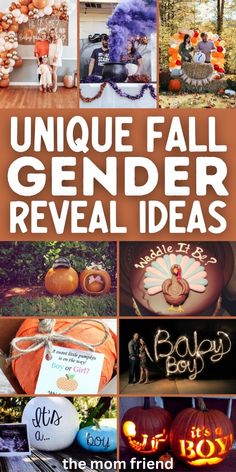 unique fall gender reveal ideas with pumpkins and other things to do in the fall