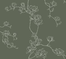 Magnolia Branches Wallpaper Wallpaper York Double Roll Pine Joanna Gaines Wallpaper, Branches Wallpaper, Magnolia Wallpaper, Vintage Motifs, Magnolia Branch, Candice Olson, A Street Prints, Pine Branches, 4 Wallpaper