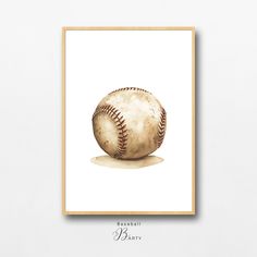 a watercolor painting of a baseball ball