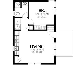 a floor plan for a small house with two bedroom and living areas on the first level