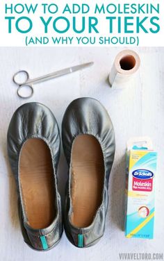 How To Add Moleskin To Your Tieks Flats To Prevent Leather Wear. Tieks Outfit, Tieks Ballet Flats, Designer Ballet Flats, Fav Products, Tieks Shoes, Shoes Hack, Best Flats, Leather Wear, Leather Ballet Flats