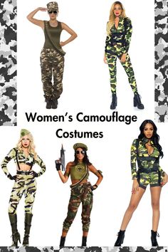 WOMEN'S CAMOUFLAGE COSTUMES FOR HALLOWEEN Army Halloween Costumes For Women, Army Costume Women, Army Outfits For Women, Military Outfits Women, Army Halloween, Army Girl Costumes, Army Halloween Costumes, Military Costume, Army Outfit