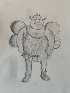 a pencil drawing of a cartoon character