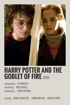 the poster for harry potter and the goblet of fire is shown in white