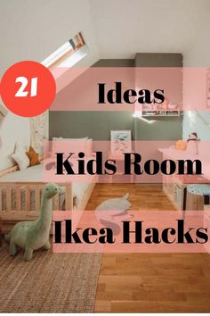 two kids's rooms with pink walls and wooden floors, the text reads 21 ideas for