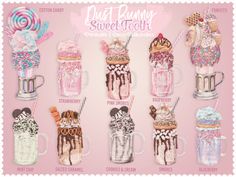 an image of sweet treats in jars on pink background with words overlaying it