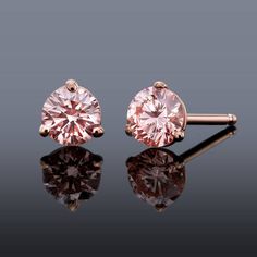 "STUNNING PINK DIAMOND EARRINGS These are GORGEOUS!  Luscious Pink Diamonds.  Set into Luxurious 14k Rose Gold. Yes, these are genuine pink diamonds.  They are not pink moissanite, or any other type of synthetic diamond simulant. The diamonds are lab grown.  They start as a tiny diamond crystal and are grown in a controlled laboratory environment. These lab grown diamonds are identical in every way to \"mined\" diamonds.  But some folks appreciate the lower impact on the environment.  They are p Gold Martini, Rose Gold Diamond Earrings, Pink Diamond Earrings, White Opal Earrings, Synthetic Diamond, Pink Diamonds, Buy Jewellery Online, Tiny Diamond, Diamond Stud Earrings