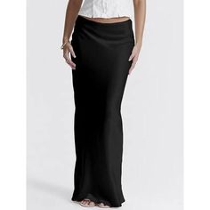 Discover Elegance and Comfort with Our High-Waist Satin Maxi Skirt Introducing the perfect blend of style and comfort - our High Waist Satin Maxi Skirt. Designed for the modern woman who loves to make a statement, this skirt is the epitome of elegance and sophistication. Whether you're heading to the office, a party, or a casual outing, this versatile piece is your go-to for any occasion. Key Features High-Quality Fabric: Made with a luxurious blend of polyester and silk, providing both durability and a silky-smooth feel. Flattering Fit: A slim-fit silhouette that hugs your curves in all the right places. Adjustable Lace-Up Design: For a customized and comfortable fit that flatters any body type. Timeless Style: The solid color and pencil silhouette make it a classic piece for any wardrobe Flowy Maxi Skirt For Date Night, Elegant Full Length Summer Skirt, Black Full Length Elegant Pencil Skirt, Fitted Long Pleated Skirt, Elegant Full-length Black Pencil Skirt, Elegant Full Length Black Pencil Skirt, Solid Full Length Skirt For Night Out, Casual Evening Mini Skirt, Solid Full-length Skirt For Night Out