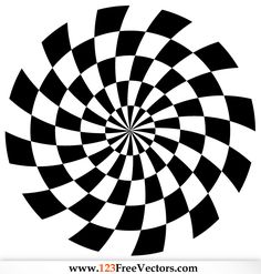 an abstract black and white spiral design with the center being tilted to the side,