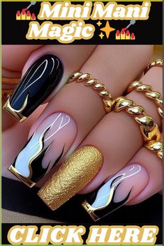 Glamgoth Nails, Statement Nails, Fancy Nails Designs, Dope Nail Designs, Ombre Nail Designs, Pretty Nail Art Designs, Black Nail, Trendy Nail Design, Minimalist Chic