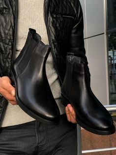 The Aqua Black Chelsea Boots-baagr.myshopify.com-shoes2-BOJONI Chelsea Leather Boots, Gents Shoes, Black Leather Chelsea Boots, Mens Fashion Wear, Mens Boots Casual, Code Black