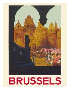 an image of a poster for bruxelles en chemin de fer