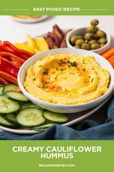 Creamy Cauliflower Hummus Recipe | Balanced Bites Deli Tuna Salad Recipe, New Lunch Ideas, Easy Paleo Lunches, Quick Summer Meals, Orange Cauliflower, Rice Crispy Treats Recipe, Cauliflower Hummus, Garbanzo Bean, Pasta Alternative