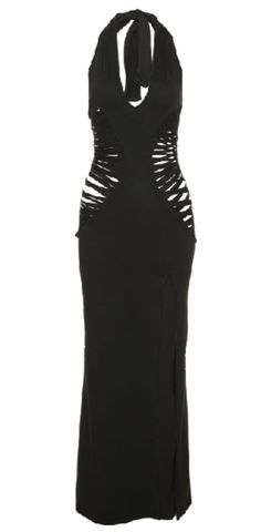 V-neck Deep Hollow-out Slit DressFabric: polyester, spandexColor: black Neck Deep, Dress Fabric, V Neck, Black