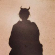 the shadow of a man in a horned hat and coat is cast by a skateboard