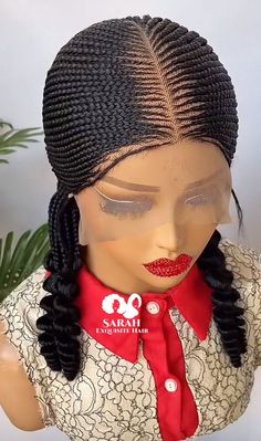 ✅MADE WITH HUMAN HAIR FULL LACE ✅WIG SIZE M (22inch Canva head) ✅This wig is a neatly braided wig with a middle part. The braids are small, tightly packed, and symmetrically arranged in a fishbone pattern at the front.  ✅The ends of the braids are twisted into thicker, loose curls, creating a unique and stylish look. It is a lace-front wig, as indicated by the visible lace at the hairline. Braided Cornrow Hairstyles, Braided Wig, Cornrows Braids, Cornrow Hairstyles, Braids Wig, Loose Curls, Fish Bone, Full Lace Wig, Lace Wig